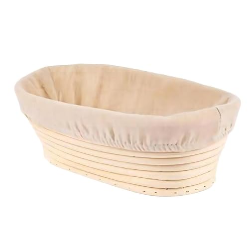 Bread Proofing Basket, 28cm Oval Natural Rattan Sourdough Proving Basket, Banneton Dough Baking Mold with Cloth Liner 28x15x8cm for Home Bakers Sourdough Starter Kit