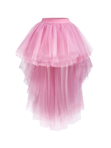 Verdusa Women's Mesh Tutu High Low Skirt Renaissance Tiered Layered Ruffle Skirts