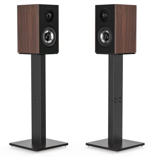 Perlegear Universal Bookshelf Speaker Stands with Aluminum Column for Speakers up to 22 lbs, Speaker Stand Pair with Cable Management, Surround Sound Speaker Stand PGSS9-1 Black