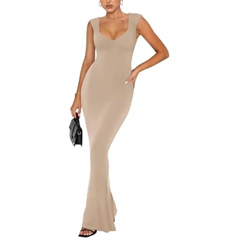 REORIA Women's Elegant Bodycon Maxi Dress Cover