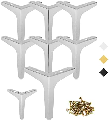 Metal Furniture Legs 7 Inch, Legs for Furniture Set of 8, Modern Style Silver Couch Legs Replacement Furniture Feet for Sofa, Bed, Cabinet