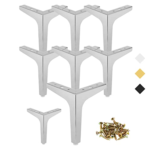 Metal Furniture Legs 7 Inch, Legs For Furniture Set Of 8, Modern Style Silver Couch Legs Replacement Furniture Feet For Sofa, Bed, Cabinet #TOP5