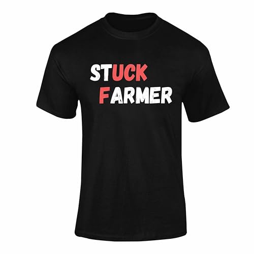 Maglietta con scritta "Stuck Farmer - No Farmers No Food No Future Starmer Humour Support The Farmers Slogan Top, Nero , L