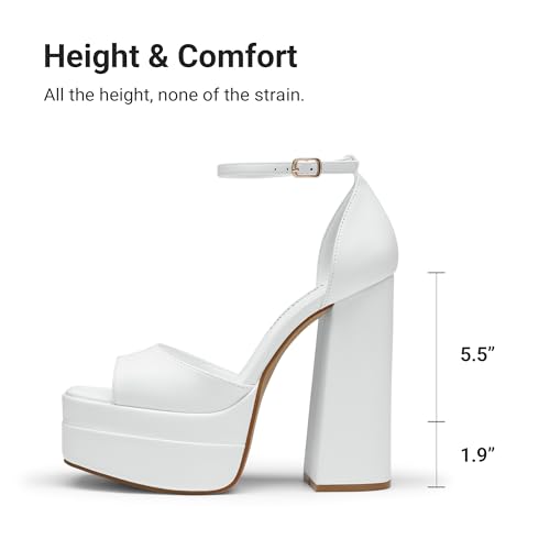 Image of DREAM PAIRS High Heels Chunky Block Platform Heels for Women Ankle Strap Sexy Open Square Toe Heels Dressy Pumps Sandals