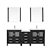 Virtu USA Dior 78 inch Double Sink Bathroom Vanity Set in Zebra Grey w/Integrated Square Sink, Slim White Ceramic Countertop, 2 Mirrors - KD-70078-C-ZG