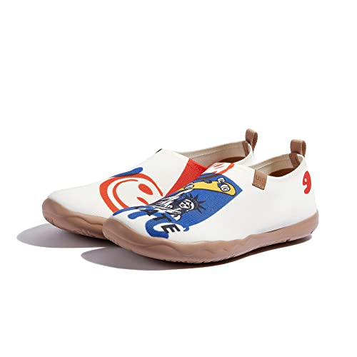 UIN Men's Loafers Lightweight Knitted Sneakers Walking Casual Slip Ons Funny Style Art Painted Travel Shoes Skate NYC (11.5)3