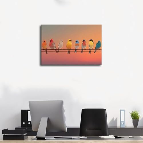 Impression oiseaux colorés toile décorative pour une ambiance douce - 3