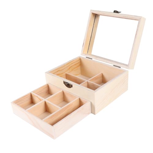 COSMEVIVI Boîte à Bijoux en Bois Légère à Double Miroir, Khaki