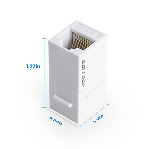 Iwillink (25-Pack) RJ45 Cat6 Keystone Coupler, Female to Female Cat6 Keystone Jack, UTP Keystone Coupler Insert, White