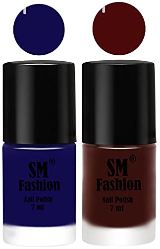 Image of Long Lasting Nail Polish | Nail Paint Combo 7 ml Each) - Set of 2 Dark Blue-Wine