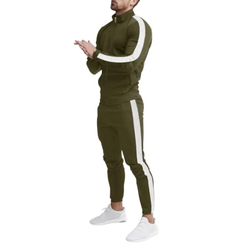ASUIU Mens Track Suits 2 Piece Set Zip Up Jackets Fall Sweatsuits Sets Gym Winter Outfit Activewear Drawstring 2 Piece Outfit Athletic Sports Long Sleeve Buzos Para Hombre