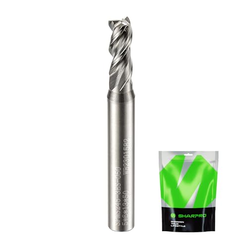 SHARPRO 5MM End Mills 6MM Shank, 3 Flute Carbide Square Endmill, Upcut Spiral CNC Router Bits for Alloy Steel, Aluminum, Metal and Stainless Steel