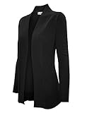 Cielo Women's Solid Basic Open Front Pockets Knit Sweater Cardigan Black M