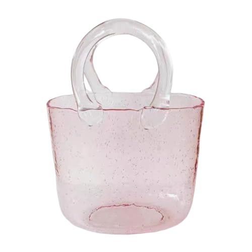 Jarrón Bolso de Mano, Florero de Cristal en Forma De Bolso Creativo, Jarrón De Vidrio Transparente Para Centros De Mesa, Jarrón Bolsa Para Floral Y Decoración De Interior