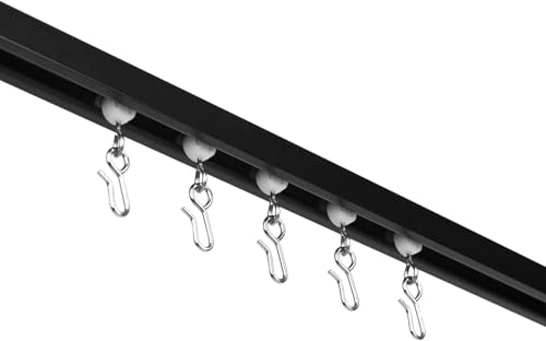 EverTrack Curtain Track, Ceiling-Mount Curtain Rail, Jet Black, 16 ft