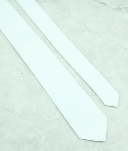 Image of Mens Solid Linen Ties - Slim Pattern Necktie for Men Wedding Groomsmen