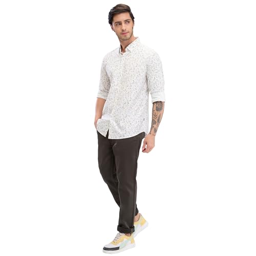 Image of Spykar Men's Slim Fit N /A Full Sleeve Printed Casual Shirts