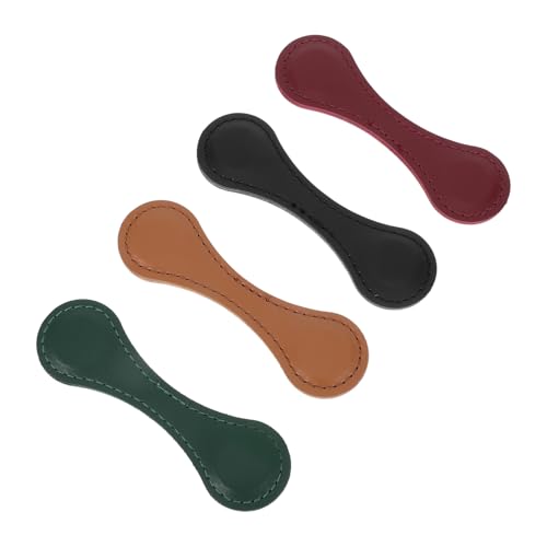 SOPOTUTU Marcadores Magnéticos de Cuero Sintético 10x3 Cm, 4 Unidades (marrón Claro, Verde, Negro, Rojo), Marcapáginas Doble Cara para Planificadores, Libros de Cocina y