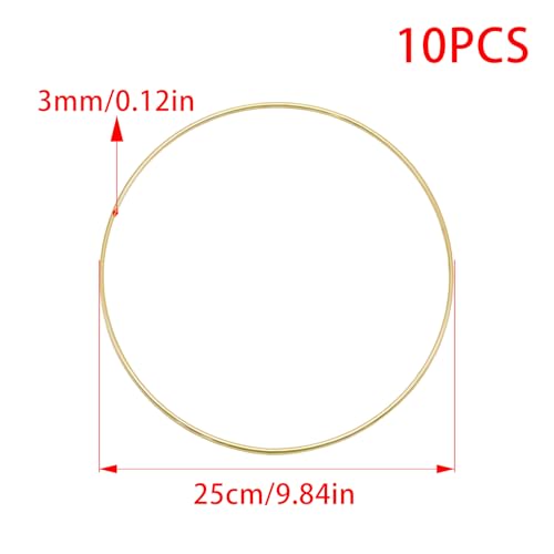 Image of Pocoxll 10 Pcs Metal Floral Hoops, Wreath Macrame Hoop Rings, Metal O Rings | Light Gold,10Inch, Dream Catcher Rings, Wire Wreath Frame Floral Hoop Rings, for Wedding Wreath Decor DIY Wall Hanging Crafts