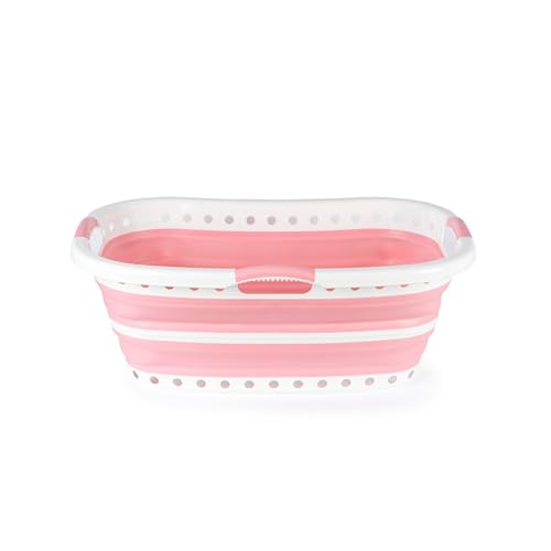 Beldray Cesta de lavandería plegable, 37 litros, forma curvada para mayor comodidad, ligera, asas ergonómicas antideslizantes de 2 vías, lavado en seco y húmedo, ahorro de espacio, cesta plegable para