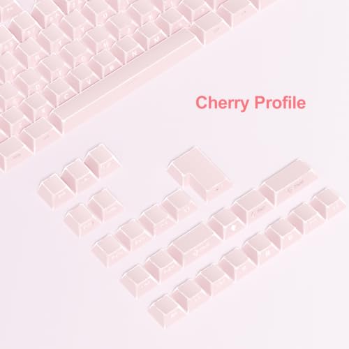 Image of Fogruaden PBT Keycaps Set, Cherry Profile Side Print Keycap for Mechanical Keyboard Keycaps(ZheYing-Pink)