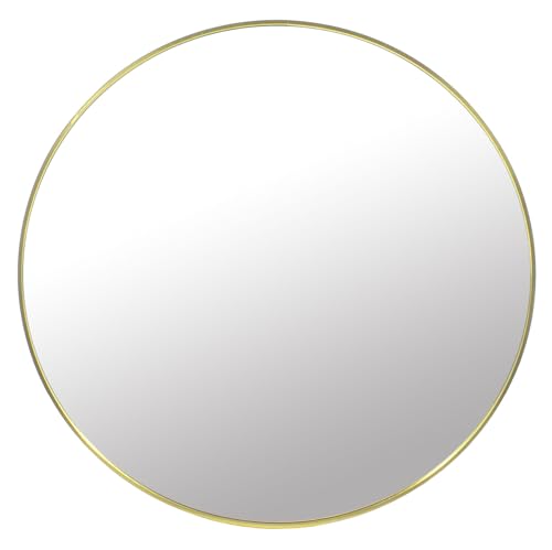 Espejo de pared redondo de 40 – 80 cm de diámetro, marco de metal dorado o negro, cristal de espejo transparente, marco delgado, espejo loft empaquetado de forma segura, para salón, pasillo