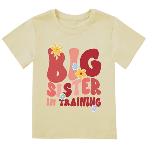 Image of Big Sister Announcement T Shirt Toddler Girls Promoted to Big Sister Tees Outfits 1-7 Years