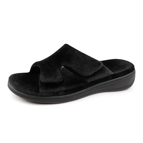 BCSTUDIO Women's Fuzzy House Slippers with Arch Support Plantar Fasciitis Orthopedic Slippers for Women Indoor and Outdoor