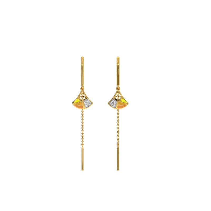 Image of Kisna 18 KT Freesia Yellow Gold Natural Diamond Earrings For Women