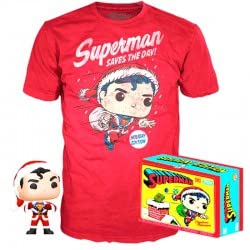 Funko- Set Figura Pop & tee DC Comics Superman Exclusive Flocked Muñecos acción, Multicolor...