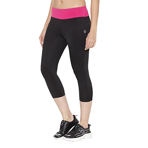 Image of BODYACTIVE Women's High Waisted Yoga Capris with Pockets, Non See Through Workout Sports Running Capri, Tummy Control-LC09-BLK