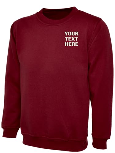 Image of Personalised Classic Sweatshirt Embroidered with Logo, Custom Workwear Pullover, Free Left Chest Embroidered Jumper Maroon