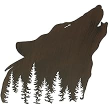 Mayrich Brown Wolf Laser Cut Metal Wall Art Hanging Forest Room Decor Lodge Decoration, One Size