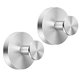 HRMNUS Suction Cup Hooks for Shower, Bathroom,Glass Door, Mirror, Kitchen,Tile – Loofah, Towel, Coat, No-Drill Bath Robe Hook Holder for Hanging up to 15 lbs Removable Wall Hooks,Brushed silver，2packs