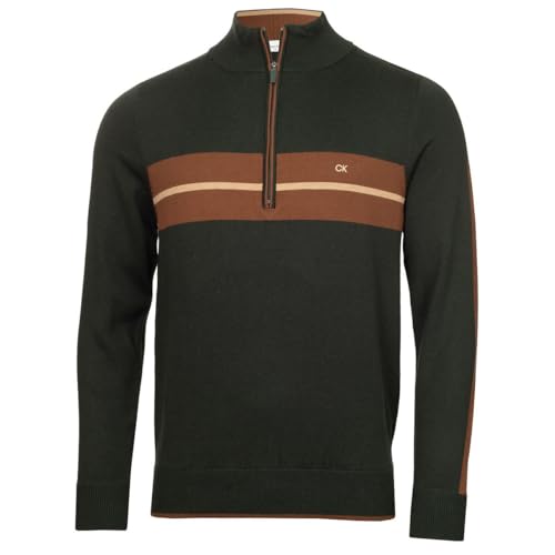 Calvin Klein Mens Golf Vertex Half Zip Sweater - Forest - L