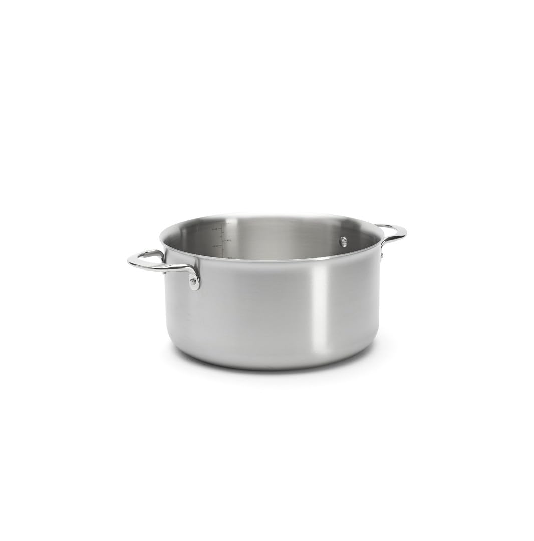 De Buyer - Faitout couvercle en inox 3 couches ALCHIMY - 24 cm - Fabriqué en France, Maîtrise de la Cuisson, Inox 18/​10, Tous Feux + Four, Finition Poli Brossé