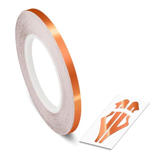 Image of Roll Vinyl Pinstriping Racing Stripes Pinstripe Chrome Line Tape Decal Sticker Auto Pinstripe Tape,Automotive Pinstriping Tape 32ft,Vinyl Pinstripe Tape (Orange Chrome 1 /4)