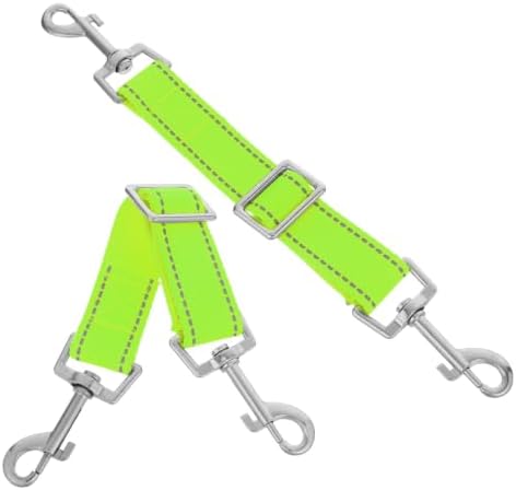 DECHOUS 2pcs Nylon Dog Leash Extender with Double Ended Clips for Easy Adjustment and Extended Range, Light Green Backup Safety Strap for Outdoor Walks and Nighttime Use