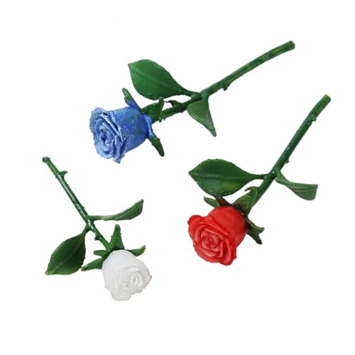 Mobestech 4Pcs Handmade 3D Mini Rose Ornament Resin Model Set, Crystal Miniature Rose Decoration for DIY Crafting and Home Display (20Mm, 25Mm, 30Mm, 35Mm)