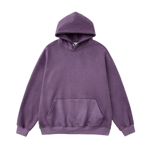 Categoría de producto Sudaderas con capucha y sudaderas para hombre - Título del producto Sudadera con capucha de manga larga para hombre Casual Sólido Vacaciones Sudadera Tops, morado, S