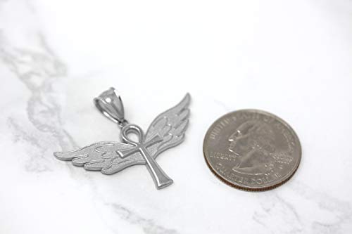 Sterling Silver Ankh Cross Angel Wing Charm Pendant4