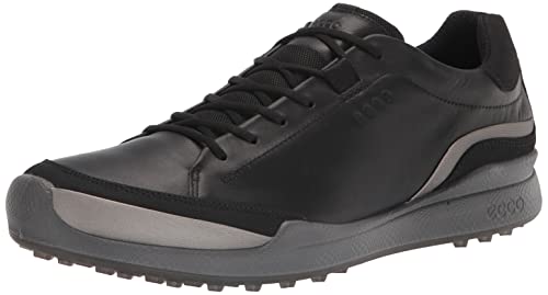ECCO Men's Biom Hybrid Hydromax Water-Resistant Golf Shoe, Black/Buffed Silver/Black, 12-12.5