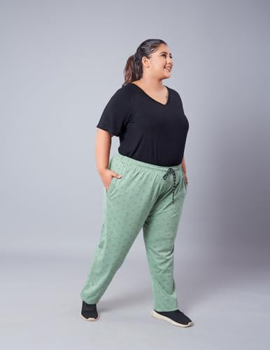 Image of CUPID Women's Plus Size Cotton Printed Pajamas, Nightwear, Lounge Wear, Walk Wear Lowers, Regular Fit Track Pants for Ladies M to 7XL