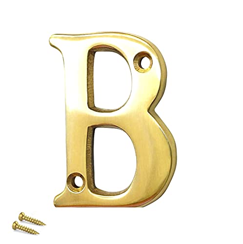 TERF® 50 mm (50 mm) latón acabado pulido tornillo fijar la letra de la puerta delantera '' B '' buzón de hotel casa número de puerta adecuado para todos los tipos de puerta madera Cover
