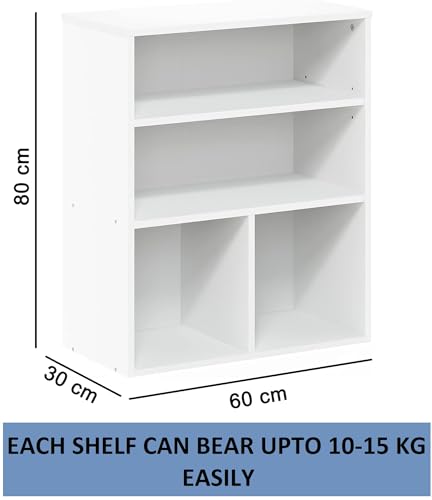 Image of Callas Multipurpose Engineered Wood Bookcase | Books Storage Organizer for Kids | Multi-Purpose Shelves for Books Storage (White, BR-06)