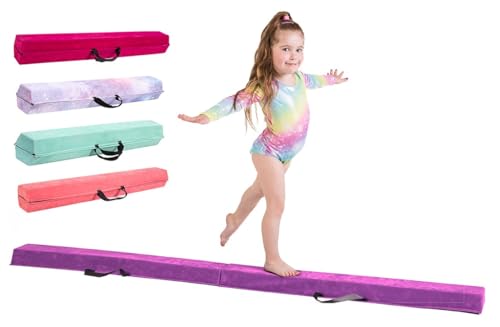 Gymnastics Beam For Kids - Amazing Balance Equipment For Children at Home - Faux Suede High Density EVA Foam - Sizes 210cm/240cm/270cm - Flash Cards Carry Straps Carry Case and Multiple Colours!