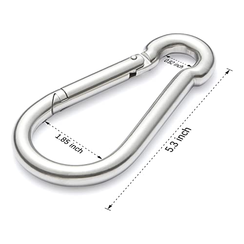 Image of sprookber Stainless Steel Spring Snap Hook Carabiner - 304 Stainless Steel Clips, Set of 6