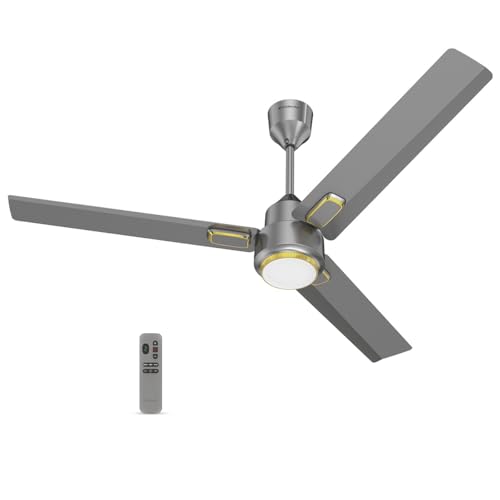 Image of Goldmedal Opus Aura Lux BLDC Ceiling Fan 1200mm With Remote|High Speed | Fans for Living Room,Home | 3-Colour Led | Titanium Grey