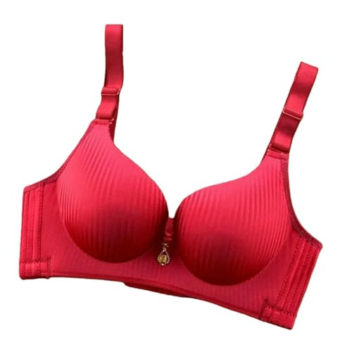 Sujetador push-up sin costuras rojo en talla 38 85AB con relleno grueso y tirantes ajustables