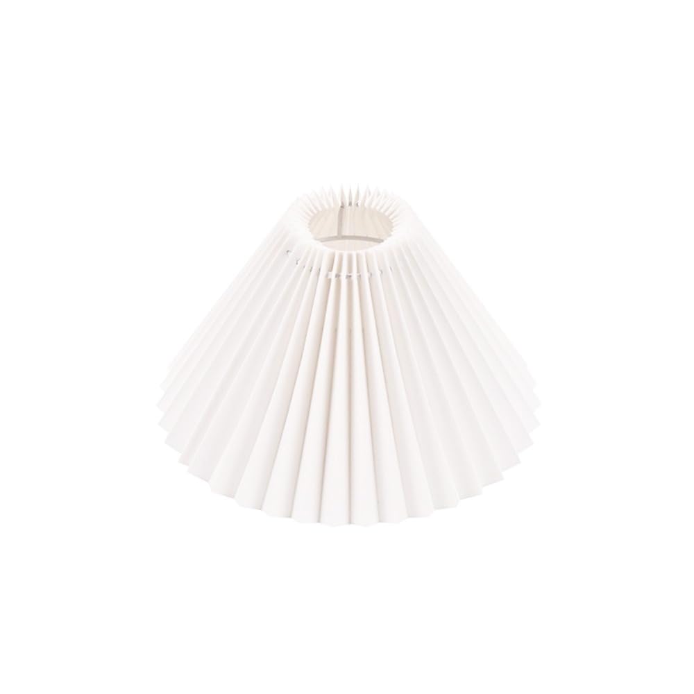 Pleated Cloth Lampshade, Chandelier Cover Retro Table Lamp Cover Bedside Desktop Light Shade for Living Dining Room(White)